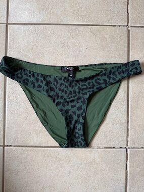 Aqua Olive Green Leopard-Print Bikini Bottoms